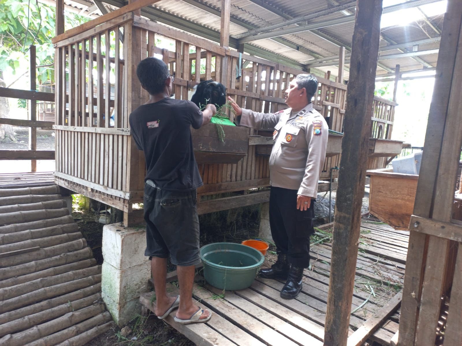 Kawal Program Swasembada Pangan, Polsek Cerme Monitoring Peternakan Kambing Warga